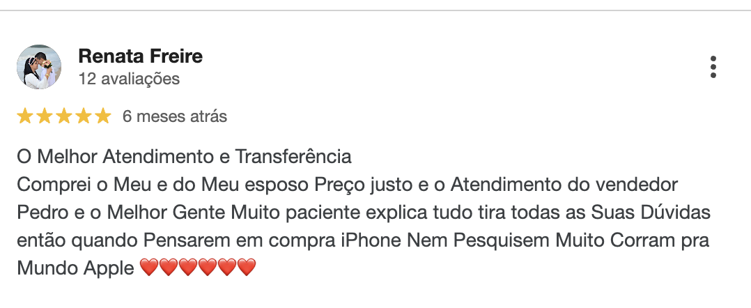 Avaliação de cliente Mundo Phone 2